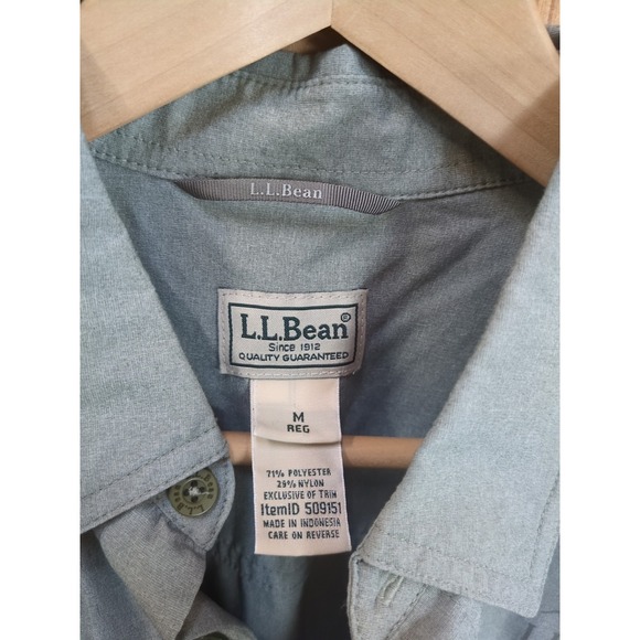 L L Bean Mens Shirt Olive Green Long Sleeve Sz M No Fly Zone Fishing Hiking $99 - Picture 3 of 16